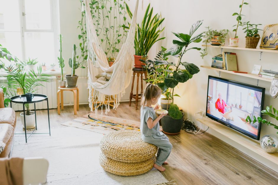 Quiet compressor dehumidifier running in a living room